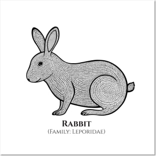 Rabbit with Latin Name - animal ink art design - on white Posters and Art